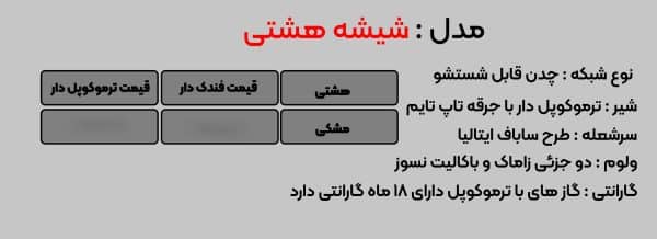 اجاق گاز تهران مدل شیشه هشتی